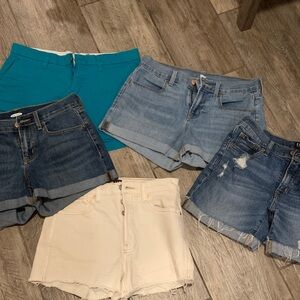 Set of 5! Denim, Cream, & Turquoise Women's Shorts Collection